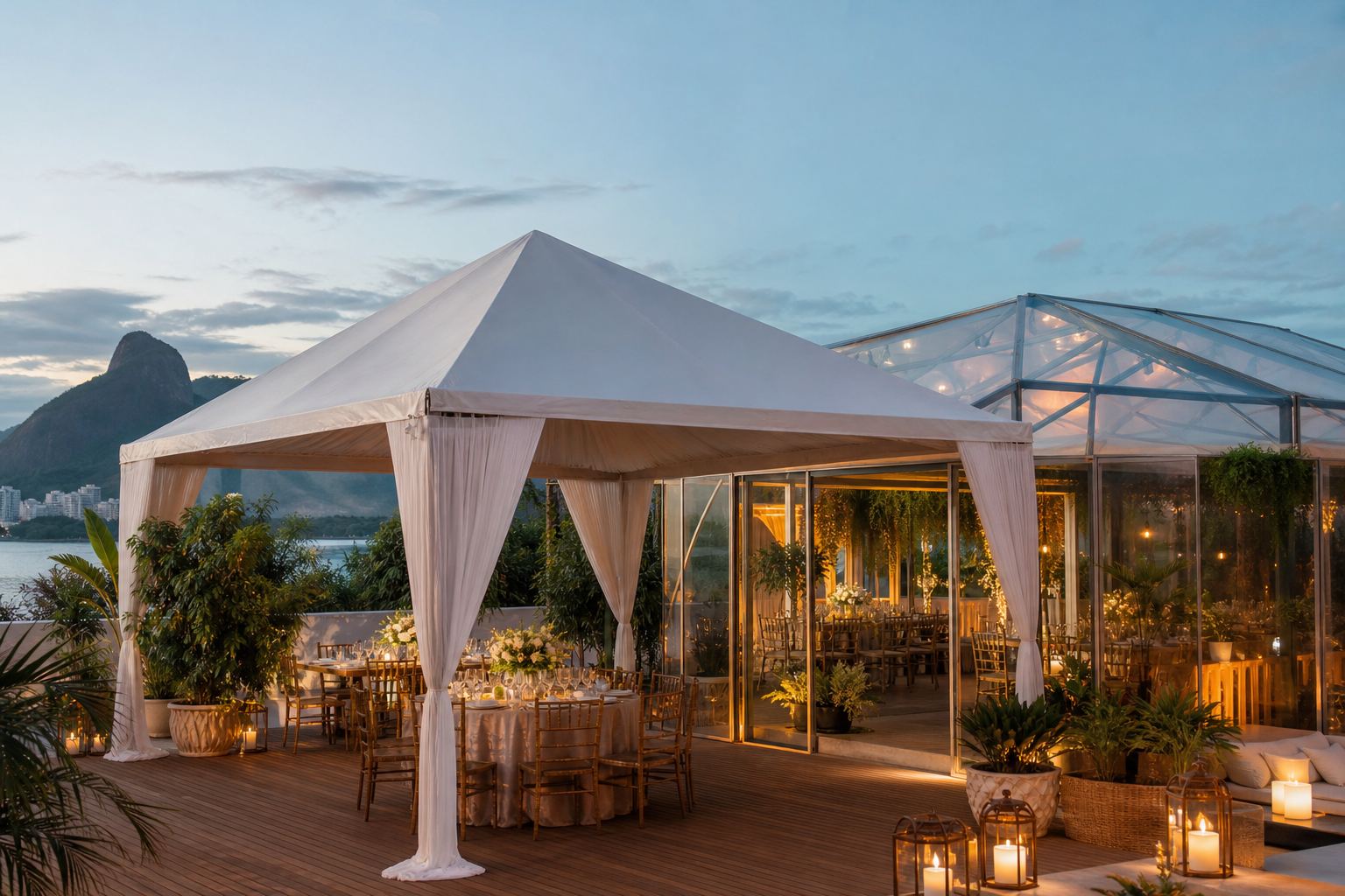 Tenda branca ou tenda cristal: qual combina mais com o seu evento?